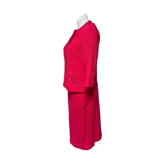 1960s Vintage Hot Pink Three Piece Wool Skirt Suit Semi-Formal Minimalist Jackie - Picture 5 of 10